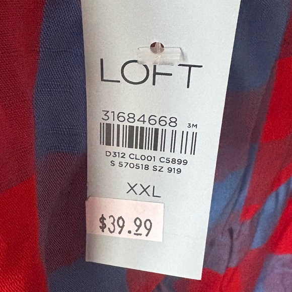 LOFT Tank Red Blue Check Plaid Ruffle Cotton Cropped Size XXL - Picture 4 of 4